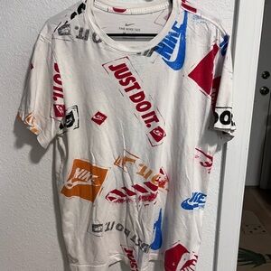 Nike White Tee with Red Accents